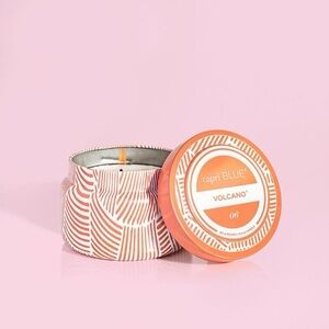 NWT Anthropologie Capri Blue Volcano Tangerine Printed Travel Tin Candle